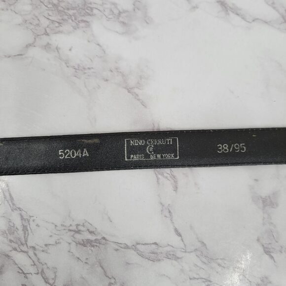 Nino Cerruti Gold Buckle Taupe Leather Belt - Picture 11 of 12